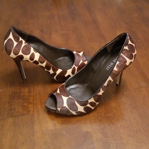 Nine West Giraffe Peep Toe Heels 8M - Picture 3 of 15